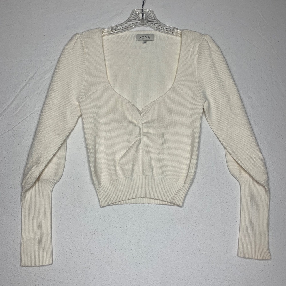 Acoa Women's Sweater Small Cream Balloon Sleeve